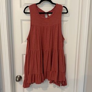 Anthropologie Terracotta Ruffle Tunic Tank